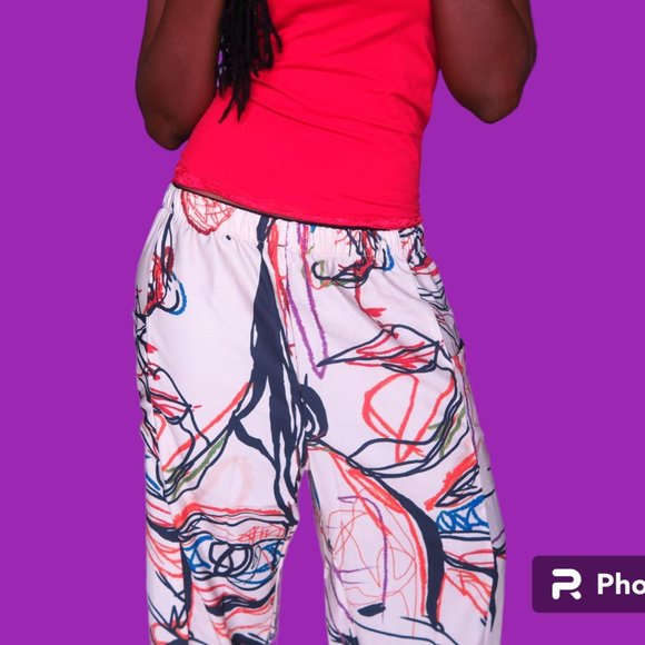 Temu geometric graphic long pants with pockets in tan and various colors size XL - Picture 6 of 8